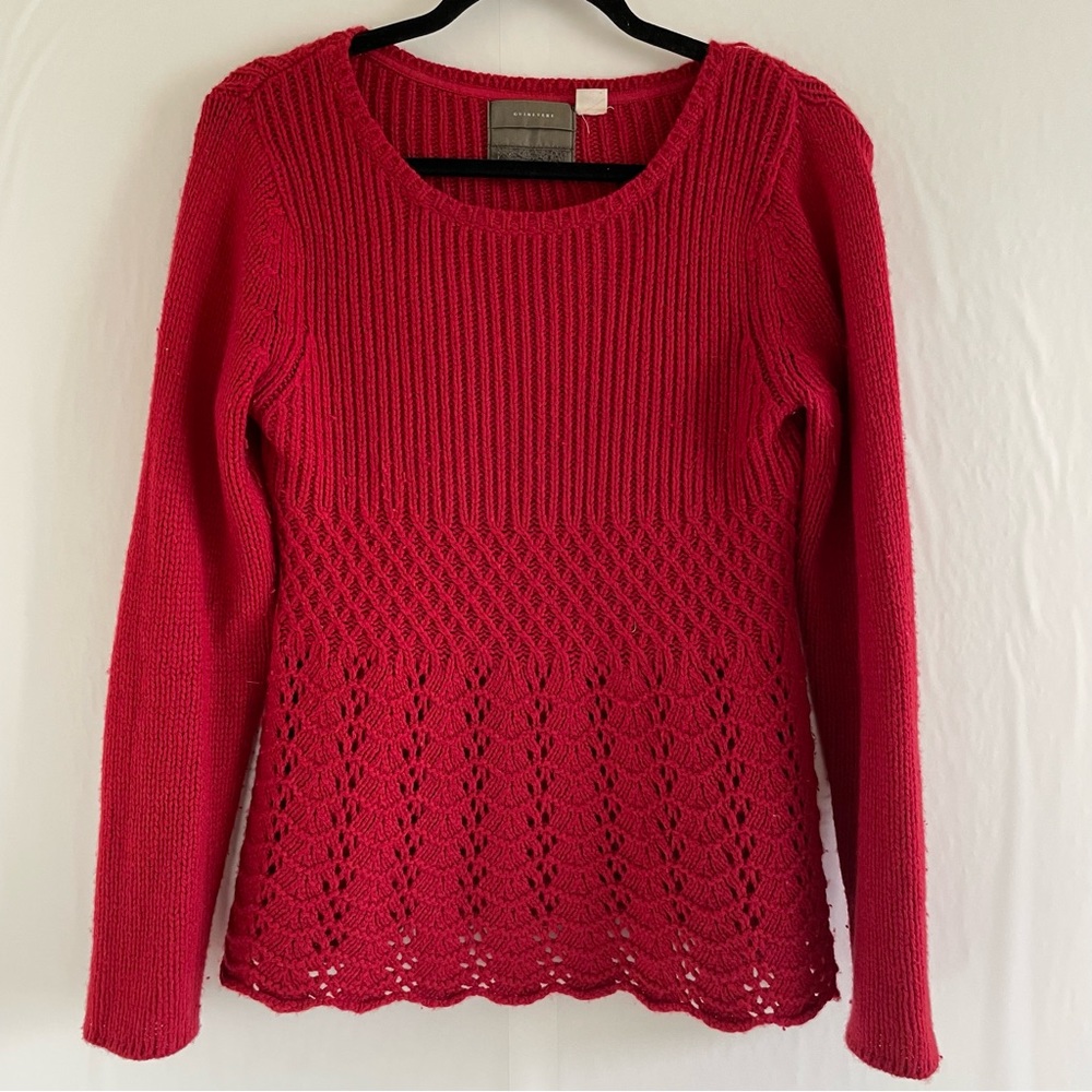 Anthropologie Red Knit Scoop Neck Sweater